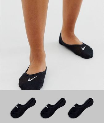Nike Training Everyday Lightweight 3-pack unisex footsie socks in black