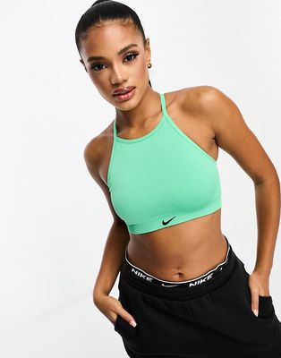 Nike Training Indy ribbed bra in green