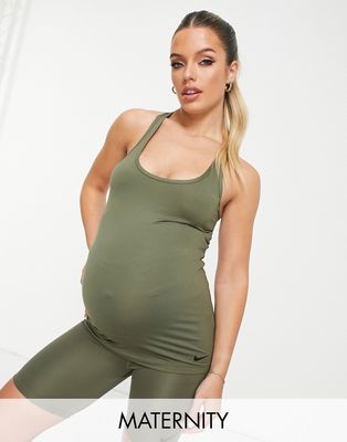 Nike Training Maternity Dri-FIT tank top in khaki-Green
