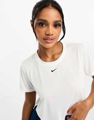 Nike Training One Dri-Fit Cropped top in white