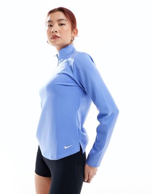 Nike Training One Therma-Fit half-zip top in blue-White