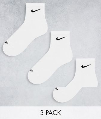 Nike Training Plus Everyday Cushioned 3 pack unisex ankle socks in white