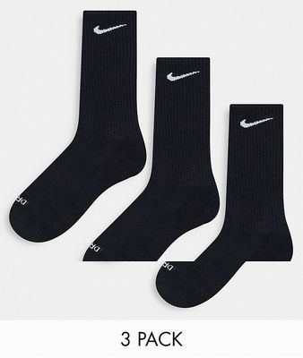 Nike Training Plus Everyday Cushioned 3 pack unisex socks in black