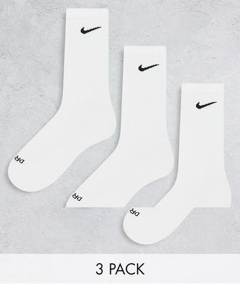 Nike Training Plus Everyday Cushioned 3 pack unisex socks in white
