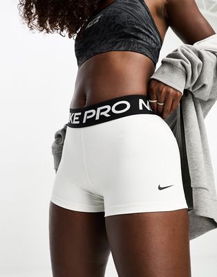 Nike Training Pro 365 3inch shorts in white & black