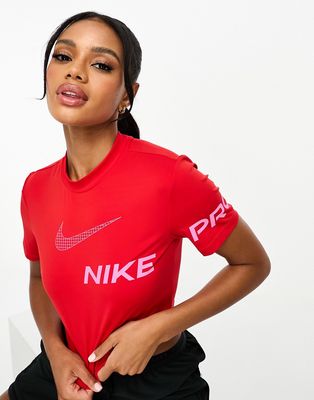Nike Training Pro Dri-FIT crop top in red