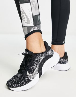 Nike Training SuperRep Go 3 Flyknit sneakers in black/white