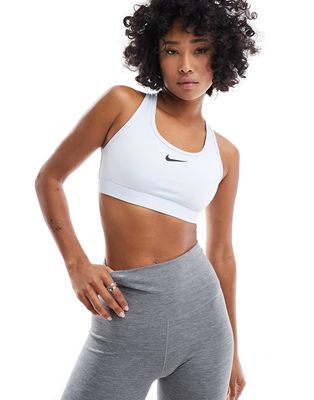 Nike Training Swoosh Dri-FIT medium support bra in blue tint