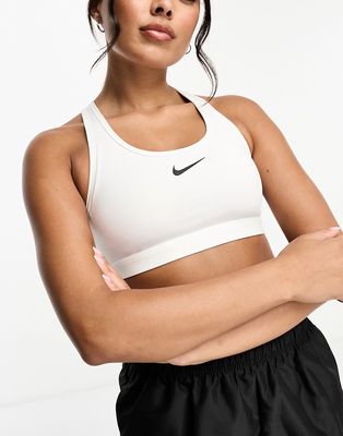 Nike Training swoosh medium support sports bra in white