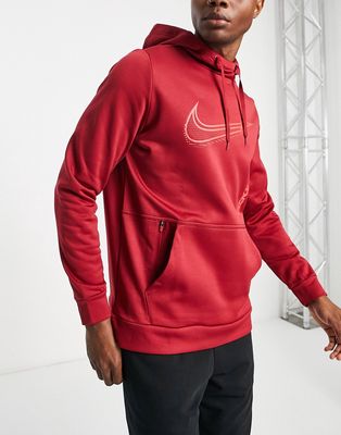 Nike Training Therma-FIT 6MO HBR logo fleece hoodie in berry red