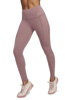 Nike Universa Dri-FIT Medium Support High Waist Leggings in Smokey Mauve/black