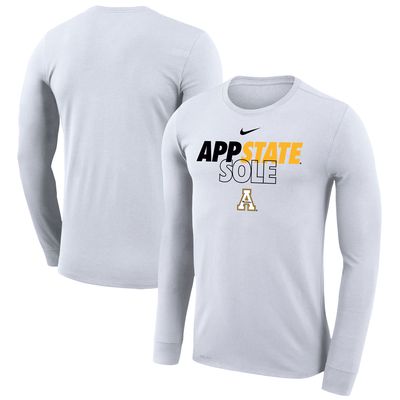 Nike White Appalachian State Mountaineers 2023 On Court Bench Long Sleeve T-Shirt