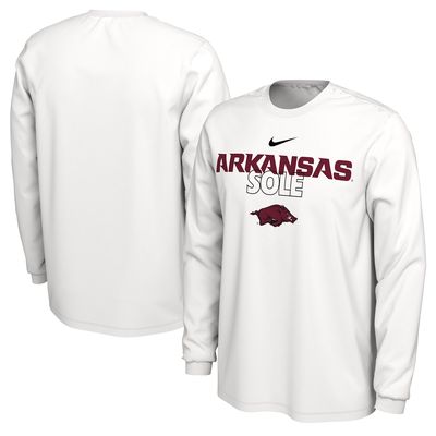 Nike White Arkansas Razorbacks 2023 On Court Bench Long Sleeve T-Shirt