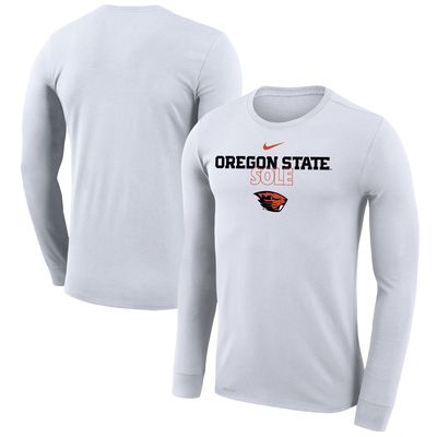 Nike White Oregon State Beavers 2023 On Court Bench Long Sleeve T-Shirt