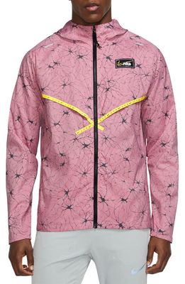 Nike Windrunner Water Repellent Stretch Jacket in Elemental Pink/Yellow Strike