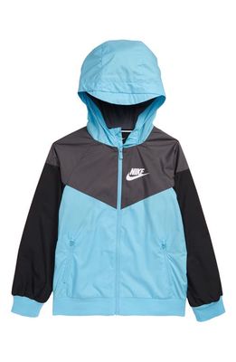 Nike Windrunner Water Resistant Hooded Jacket in Blue Gaze /Grey/Black