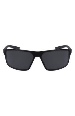 Nike Windstorm 65mm Rectangular Sunglasses in Matte Black/Grey