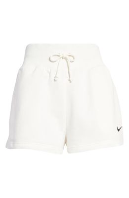 Nike Women's Phoenix Fleece Knit Shorts in Sail/Black