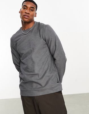 Nike Yoga Dri-FIT Essential Fleece crew neck sweatshirt in gray