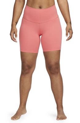 Nike Yoga Dri-FIT High Waist Shorts in Sea Coral/particle Grey