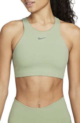 Nike Yoga Dri-FIT Swoosh Sports Bra in Oil Green/Iron Grey