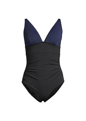 Niki Colorblocked V-Neck Swimsuit