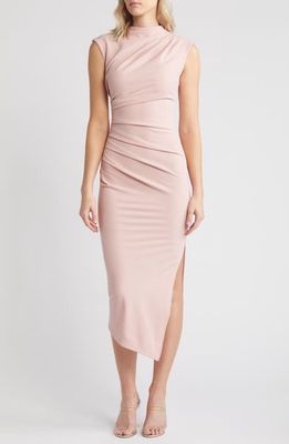 NIKKI LUND Diana Asymmetric Hem Sheath Dress in Pink 