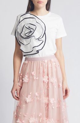 NIKKI LUND Florence 3D Flower T-Shirt in White 