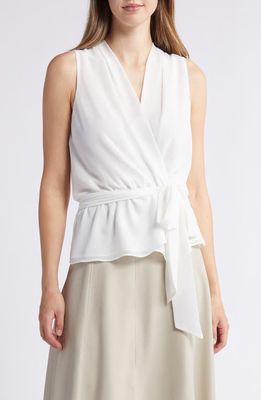 NIKKI LUND Golriz Wrap Tie Waist Sleeveless Top in White 