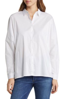NIKKI LUND Hailey Oversize Stretch Poplin Shirt in White