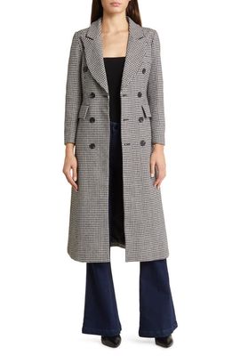 NIKKI LUND Houndstooth Double Breasted Coat in Black
