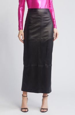 NIKKI LUND Iggy Metallic Maxi Skirt in Black 