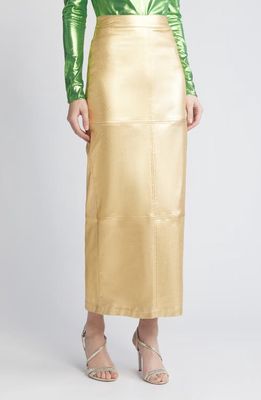 NIKKI LUND Iggy Metallic Maxi Skirt in Gold 