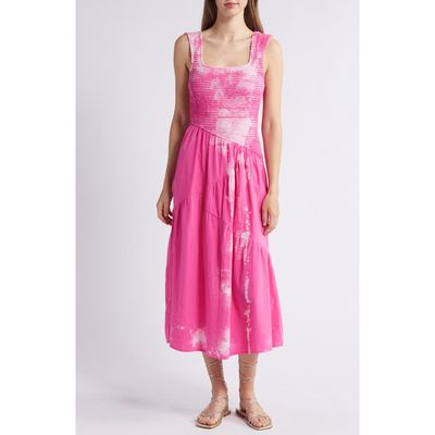 NIKKI LUND Kai Smocked Sleeveless Maxi Dress in Pink 