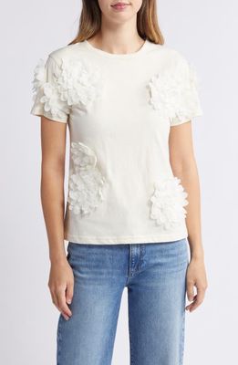 NIKKI LUND Liv Flower Appliqué Top in Ivory 