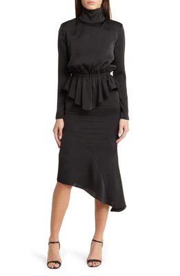 NIKKI LUND Roxy Long Sleeve Top & Asymmetric Hem Skirt in Black
