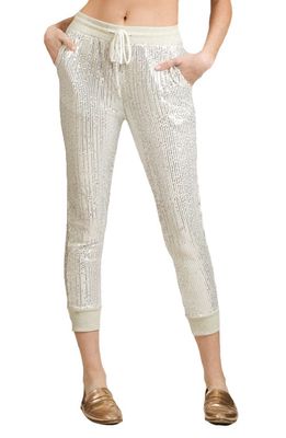 NIKKI LUND Sequin Embellished Crop Joggers in Silver