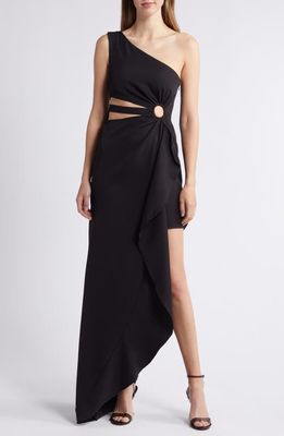 NIKKI LUND Taylor One-Shoulder High-Low Dress in Black 