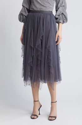 NIKKI LUND Wendy Beaded Tulle Skirt in Grey 