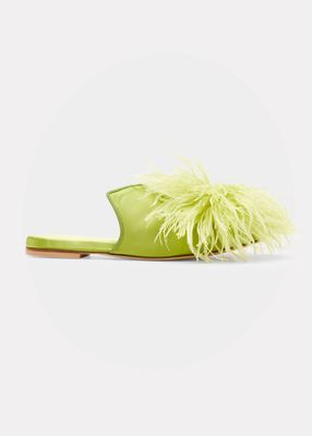 Niko Contessa Feather Pom-Pom Slippers