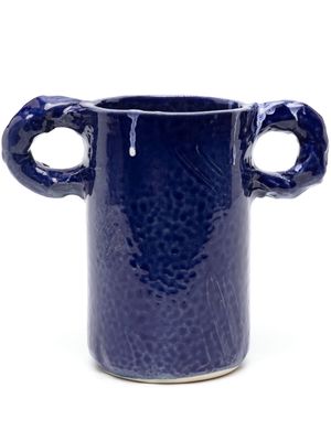NIKO JUNE Studio paint-splatter ceramic vase - Blue