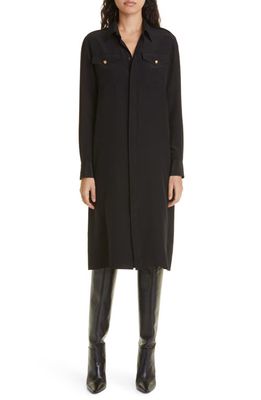 Nili Lotan Adelaide Long Sleeve Silk Shirtdress in Black