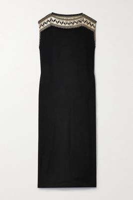 Nili Lotan - Albertine Embroidered Silk Maxi Dress - Black