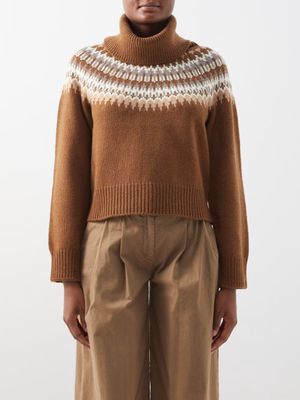 Nili Lotan - Alesander Roll Neck Wool-blend Sweater - Womens - Chestnut