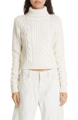 Nili Lotan Andrina Wool & Cashmere Cable Turtleneck Sweater in Ivory
