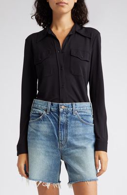 Nili Lotan Aveline Pocket Button-Up Shirt in Black