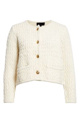 Nili Lotan Bridget Wool Knit Jacket in Ivory