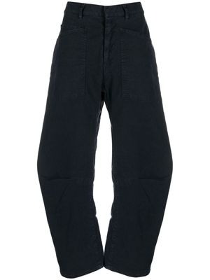 Nili Lotan concealed-fastening cotton straight trousers - Blue