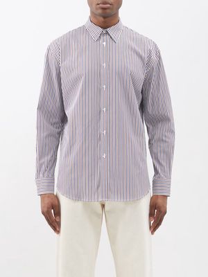 Nili Lotan - Cristobal Striped Cotton-poplin Shirt - Mens - Navy Stripe