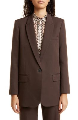 Nili Lotan Diane One-Button Wool Blazer in Dark Brown
